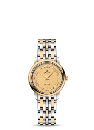 Omega De Ville Prestige Quartz 27.4 Stainless Steel / Yellow Gold / Vintage Champagne Silk / Bracelet